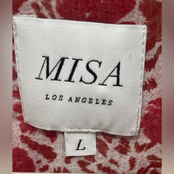 MISA Los Angeles Eba Rust White Floral Ruffle Sleeveless Mini Dress Size Large - Picture 6 of 12